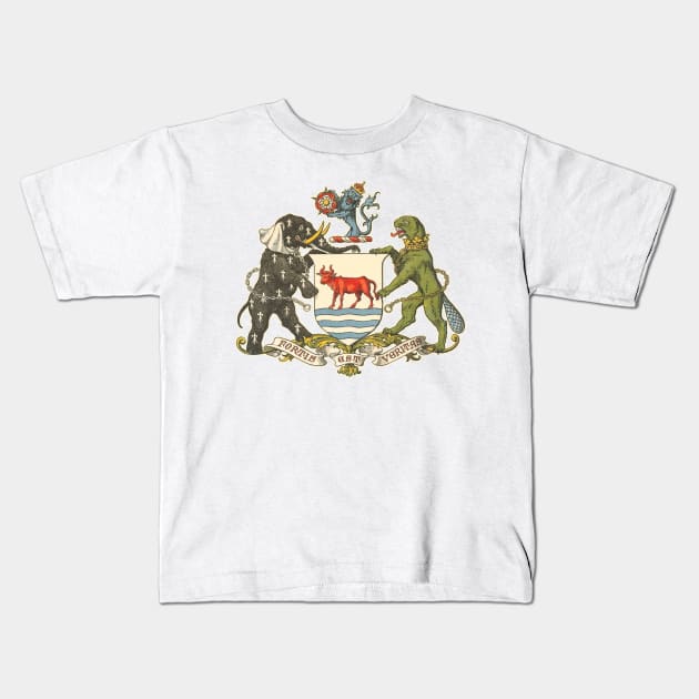 Vintage Distressed Coat of Arms of Oxford Kids T-Shirt by darklordpug